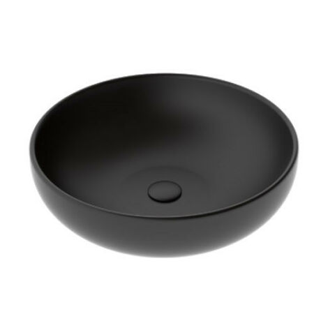 Lavabo a Bacinella - Diametro 45 cm - Colore Nero Opaco - In Ceramica - Da Appoggio - Interamente Smaltato