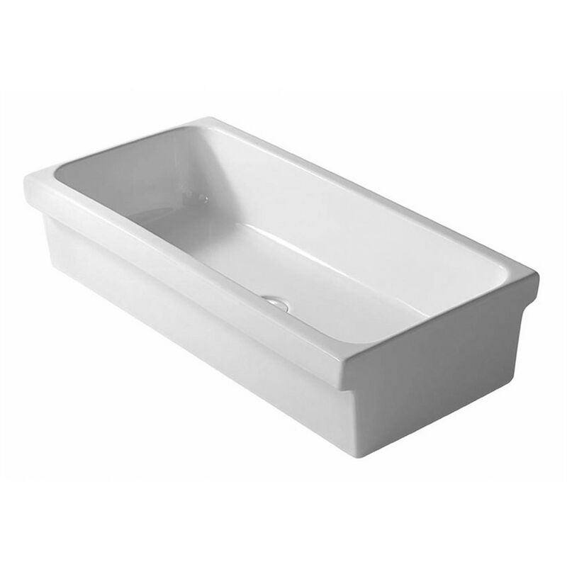 Lavabo a canale 120x45 cm d'appoggio o sospeso in ceramica lucida