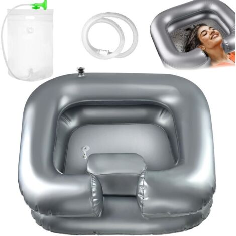 Lavabo à Cheveux Gonflable, Avec pommeau de douche et sac à eau, Bassin Gonflable pour Laver, Bac à shampoing gonflable, Système de douche, Grande vasque gonflable, Portable Lavabo Gonflable