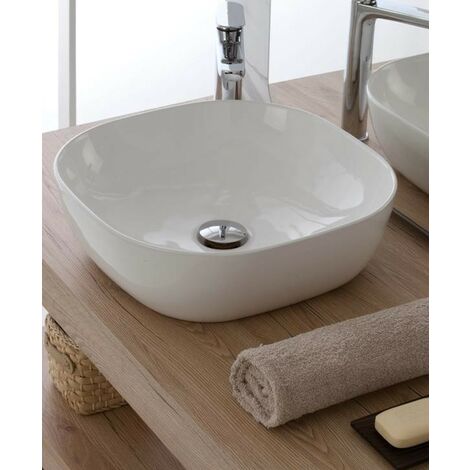 Lavabo Bagno da Appoggio Sospeso in Ceramica Rettangolare 400x220mm Con  Mini Rubinetto Miscelatore – Halwell