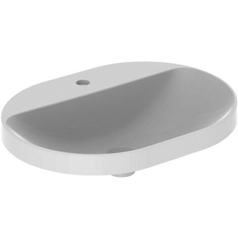 Lavabo à encastrer VariForm elliptique 600x450mm avec trou pour robinet sans trop plein blanc