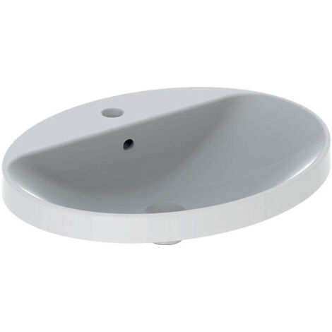 Lavabo à encastrer VariForm oval 600x480mm avec trou pour robinetavec trop plein blanc