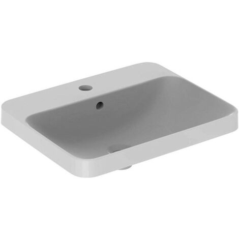 Lavabo à encastrer VariForm rectangulaire 550x450mm avec trou pour robinetavec trop plein blanc
