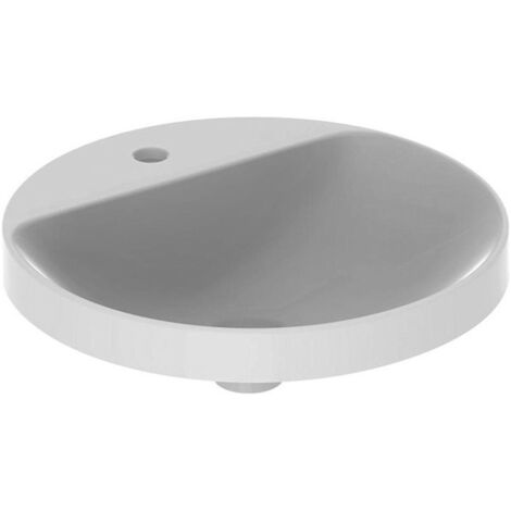 Lavabo à encastrer VariForm rond d: 480mm avec trou pour robinet sans trop plein blanc KT