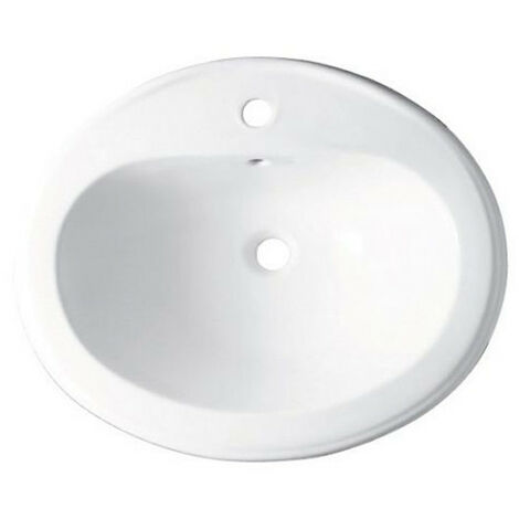 Lavabo a Incasso 61x52,5xh18 cm - Monoforo - Linee Morbide - In Ceramica - Bianco Lucido