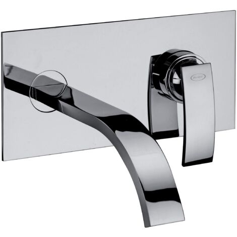 Lavabo a muro con piastra Jacuzzi rubinetteria ottone cromato serie Glint 0IQ00497JA00