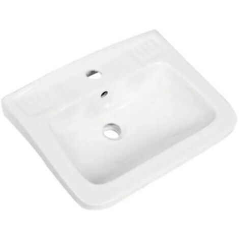 Lavabo a parete quadrato in ceramica bianca cm 45x35 BARBOTTINA
