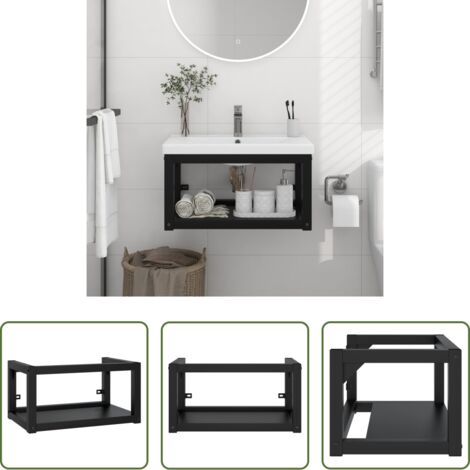 Lavabo a parete -  Struttura per Lavabo a Parete Nera 59x38x31 cm in Ferro