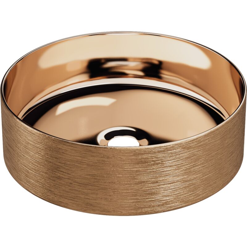 Lavabo à poser cilin céramique 36x12x36 cm cuivre
