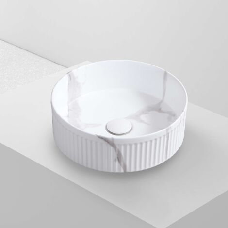 Lavabo à poser CORINTO CILIN céramique 37,5x13x37,5 cm calacatta