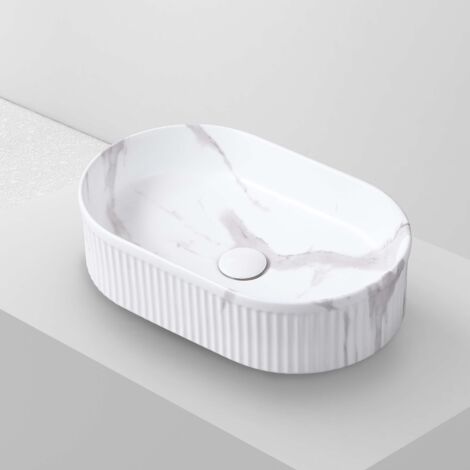 Lavabo à poser CORINTO OVALO céramique 49,5x13x31 cm calacatta