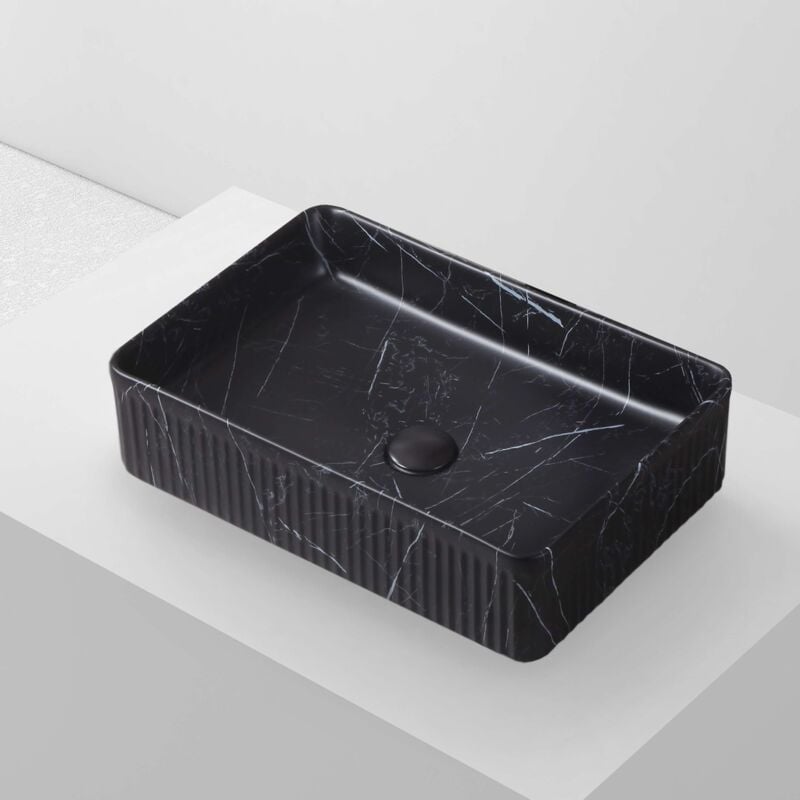 Lavabo à poser corinto RT5034 céramique 50x13x34 cm noir marquina
