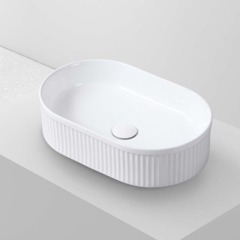 Poalgi - Lavabo à poser corinto ovalo céramique 49,5x13x31 cm blanc