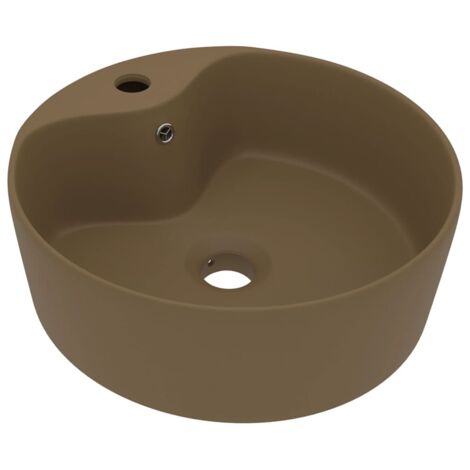 Lavabo à poser de luxe  Lavabo Vasque salle de bain  avec trop-plein Crème mat 36x13 cm Céramique