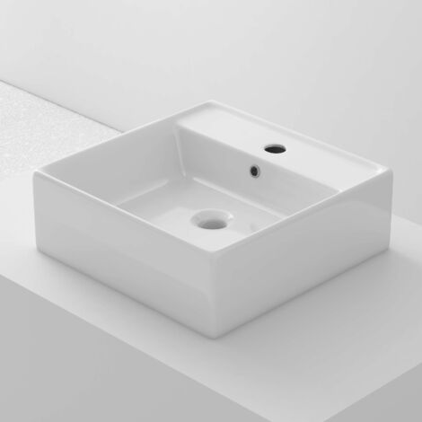 Lavabo à poser K40 céramique 41,5x15x41,5 cm blanc