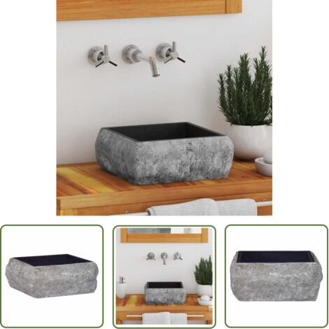 Lavabo à poser  Lavabo Vasque salle de bain  Noir 30x30x13 cm Marbre