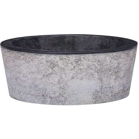 Lavabo à poser  Lavabo Vasque salle de bain  Noir Ø40x15 cm Marbre