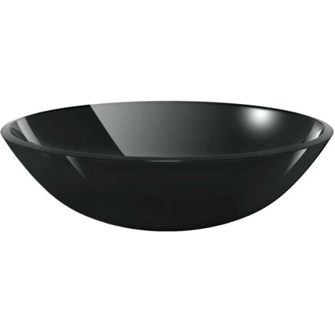 Lavabo à poser Lavabo Vasque salle de bain / Verre trempé 42 cm Noir