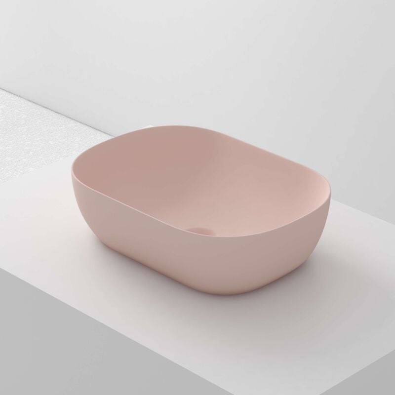 Poalgi - Lavabo à poser mini ovalo céramique 46,5x13x33,5 cm rose