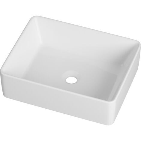 Lavabo à poser salle de bain Granitan Evo 48x37cm rectangulaire céramique blanc 1 pièce
