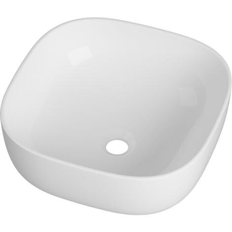 Lavabo à poser salle de bain Granitan FORMA carré céramique blanche 1 pièce