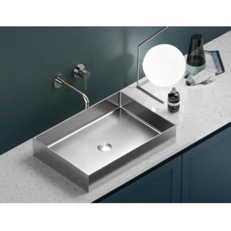 Lavabo à poser SATURN 55x38x10 cm en acier inoxydable brossé