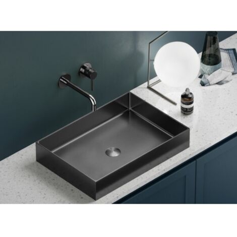 Lavabo à poser SATURN 55x38x10 cm en acier inoxydable métallisé