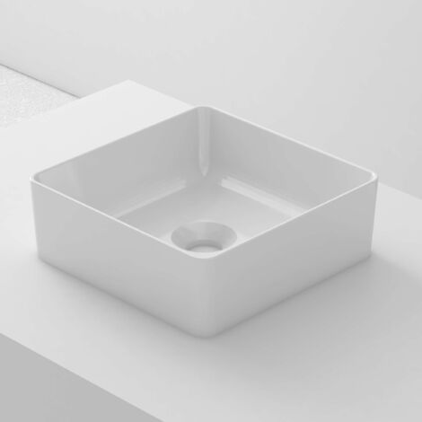 Lavabo à poser SQ30 céramique 30,5x12x30,5 cm blanc