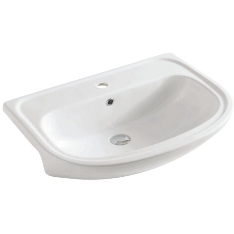 Lavabo Apollo semincasso cm. 68x49 in ceramica bianco lucido di