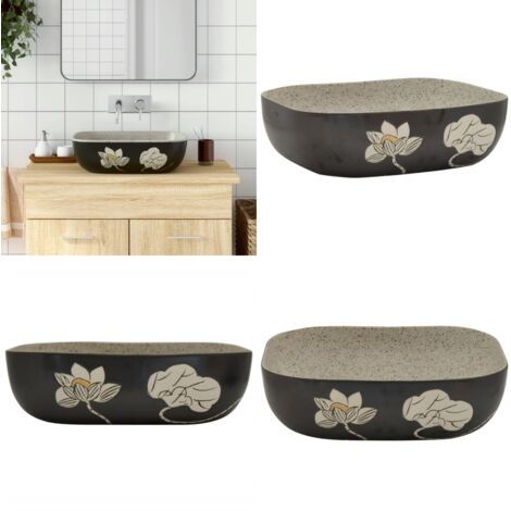 Lavabo Appoggio Grigio Nero Rettangolare 48x37,5x13,5 Ceramica - Ceramica - Lavabo grigio