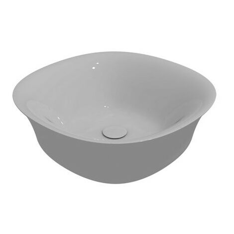 Lavabo appoggio salvaspazio 42x42 in ceramica bianco lucido di