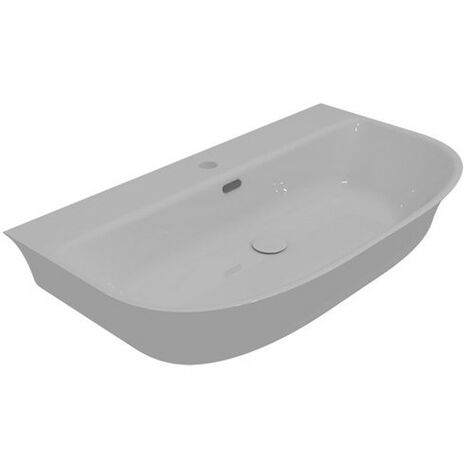 Lavabo appoggio/sospeso 80x48 semicircolare in ceramica bianco