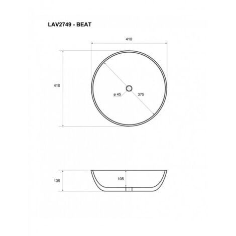 Lavabo appoggio tondo 41x13,5 cm ceramica bianco Mues Tebe