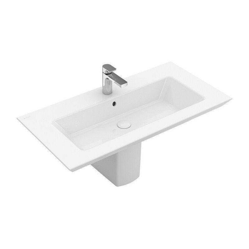 

Legato, Encimeras de lavabo, 800 x 500 mm, Rectangular, para grifería de 3 orificios, orificio para grifería central perforado, sin rebosadero,
