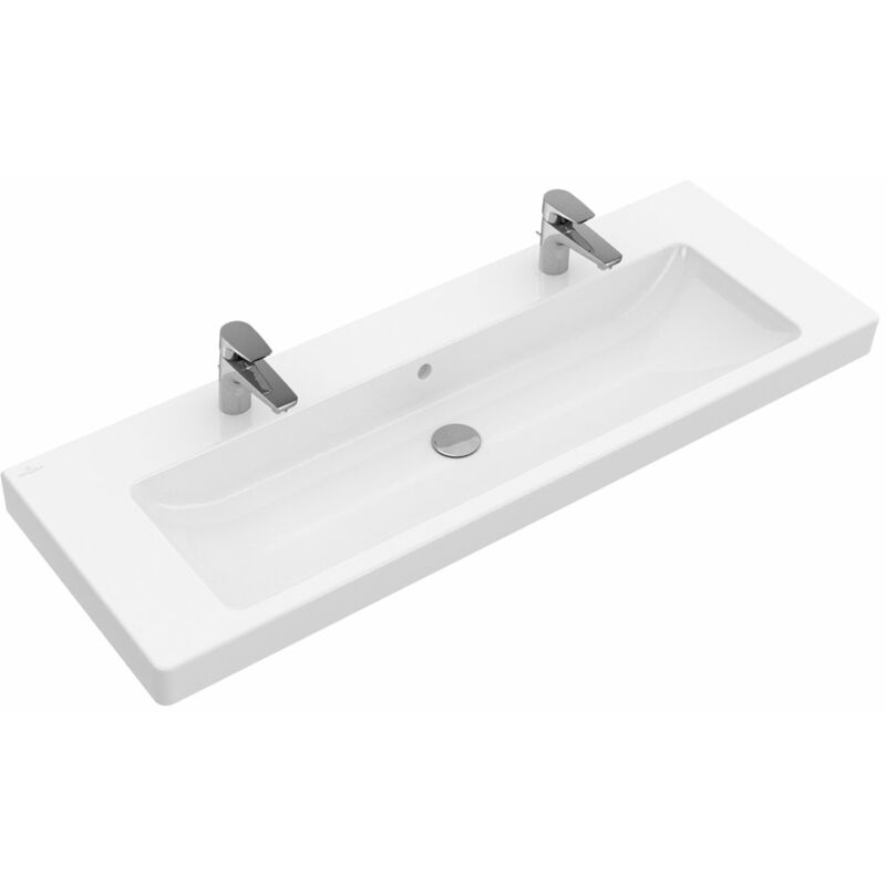 

Lavabo armario Villeroy & Boch Metro 7176D2 1300x470mm, con rebosadero, 2 agujeros para grifos, color: Blanco - 7176D201