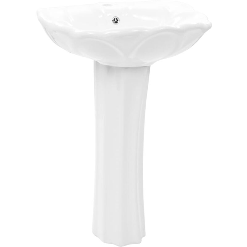 Lavabo autoportant avec socle 58 x 51 cm céramique blanc