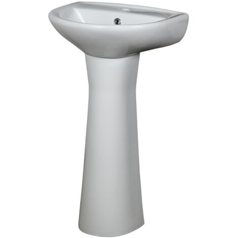 Lavabo avec colonne en céramique 50 x 40 CM Blanc BIZY - LPP