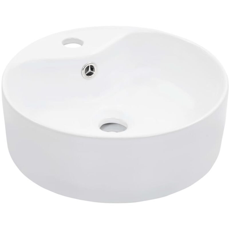 Lavabo avec trop-plein 36x13 cm C&eacute;ramique Blanc vidaXL - White