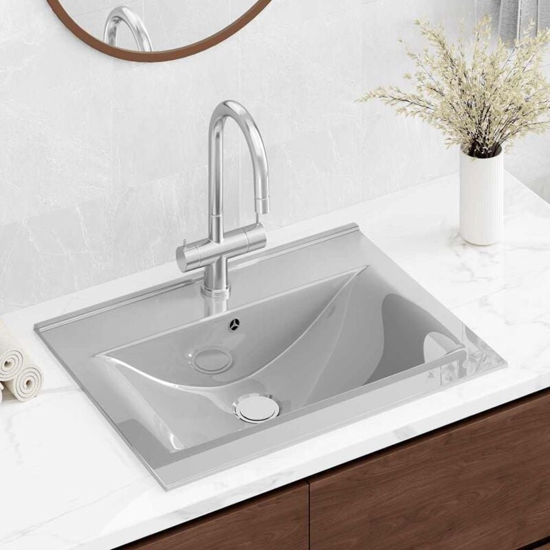 Vidaxl - Lavabo avec trop-plein 60x46x16 cm Céramique Argenté