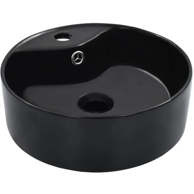Lavabo, Vasque de luxe, évier, bac à laver avec trop-plein 36x13 cm céramique noir pwfn61961 design in