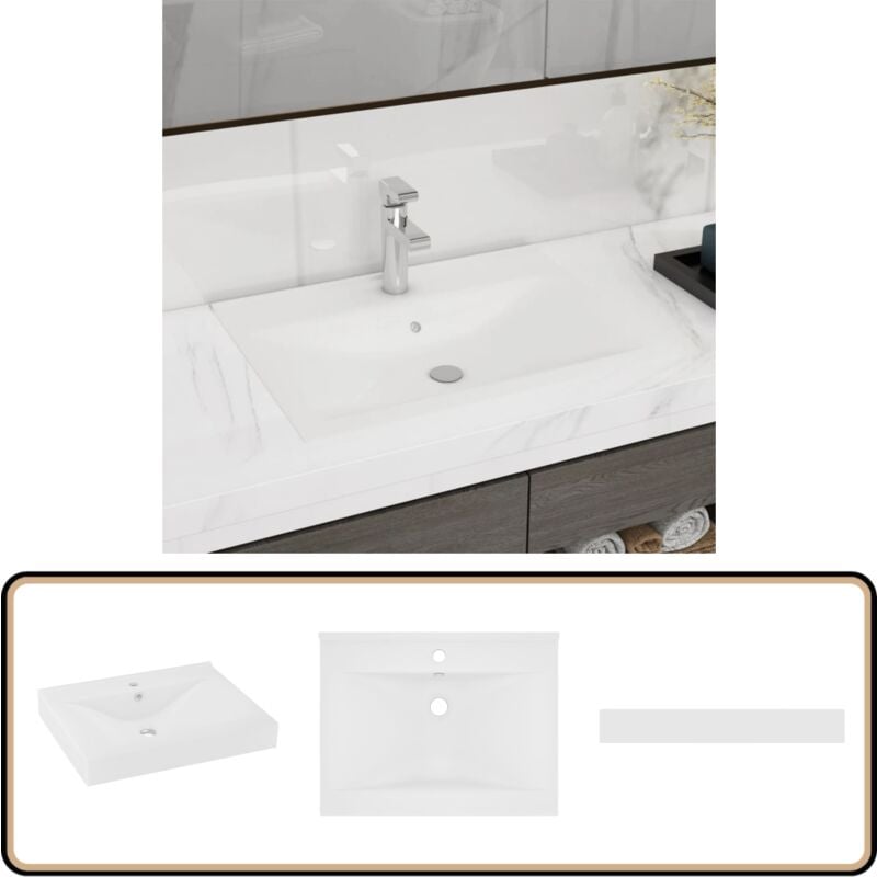 Vidaxl - Lavabo avec trou de robinet Blanc mat 60x46 cm Céramique - Lavabo Rectangle - Lavabo Céramique - Lavabo Blanc - Lavabo Salle De Bain