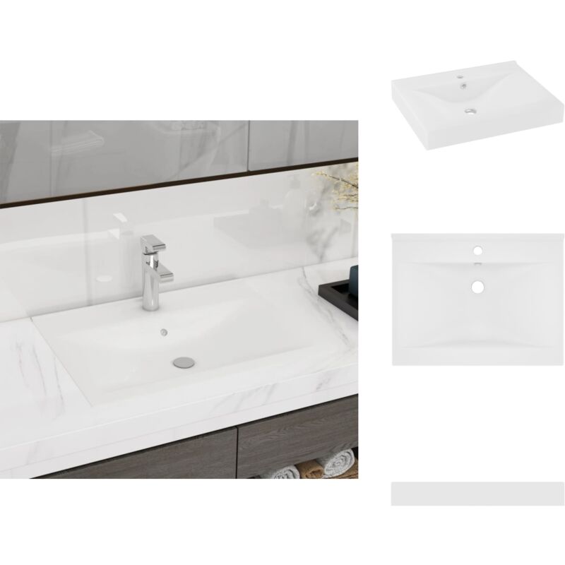 Vidaxl - Lavabo avec trou de robinet Blanc mat 60x46 cm Céramique - Lavabo Rectangle - Lavabo Céramique - Lavabo Blanc - Lavabo Salle De Bain