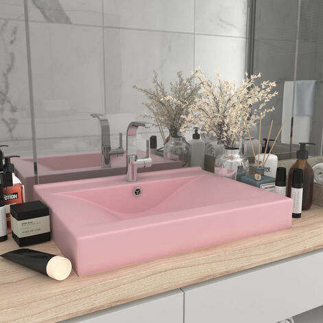 Lavabo avec trou de robinet Rose mat 60x46 cm Céramique