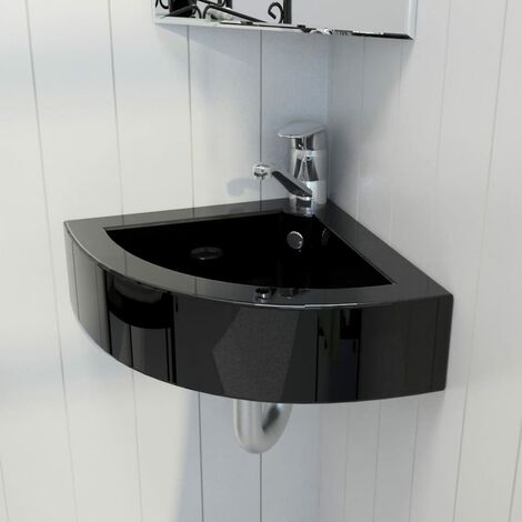 MAISON CHIC Lavabo avec trou de trop-plein Vasque à poser - Lavabo Lave-mains - Évier 45x32x12,5 cm Noir Chic-680509
