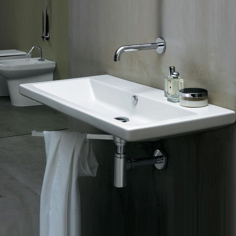 Lavabo Nuvola Azzurra Ceramica.Lavabo Azzurra Ceramica Thin 75x45 Cm Monoforo Sospeso Bianco Lucido Thi75m Sosp