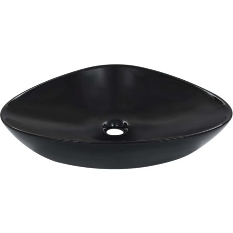 Lavabo Bagno ,Lavandino da appoggio 58,5x39x14 cm in Ceramica Nero ITD73294