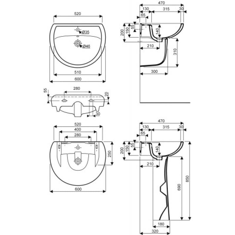 Colonne de lavabo Bastia blanche - geberit