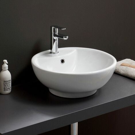 Lavabo Bianco Da Appoggio, Forma Tonda