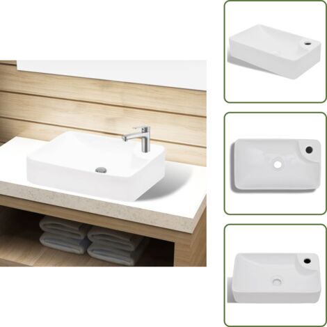 Lavabo bianco - vidaXL Lavandino Bagno in Ceramica Bianca con Foro per Rubinetto - Lavabo con foro
