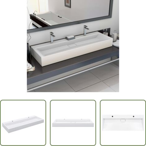 Lavabo blanco -  Lavabo 120x46x11 cm resina mineral/mármol blanco